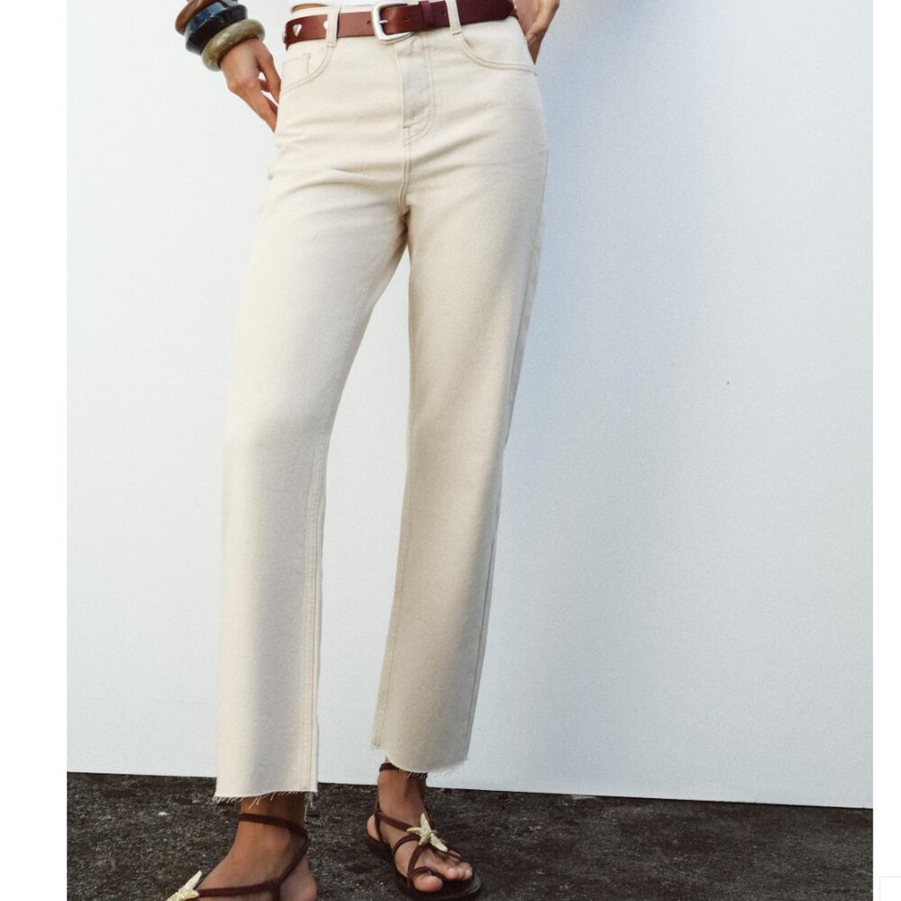 Zara High Rise Ankle Length Off White Jeans 8 (Tags on!)